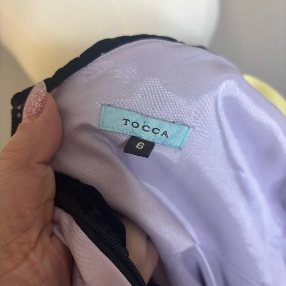 Tocca Anthropologie Black Silk Velvet Stars Midi Dress | Size 6 - Picture 5 of 7